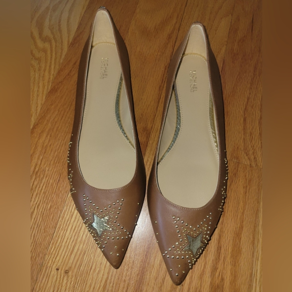 Michael Kors Womens flats Sia Starry Night Super Star Gold Stud size 10 new